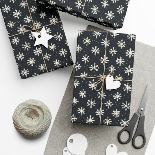 Black and White Snowflakes Gift Wrap Paper